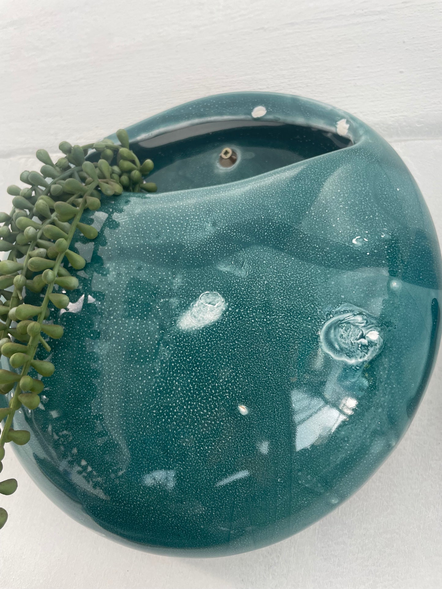 Teal + texture Ceramic Wall Pot Set - Artisanal Finish (Set; S, M & L)
