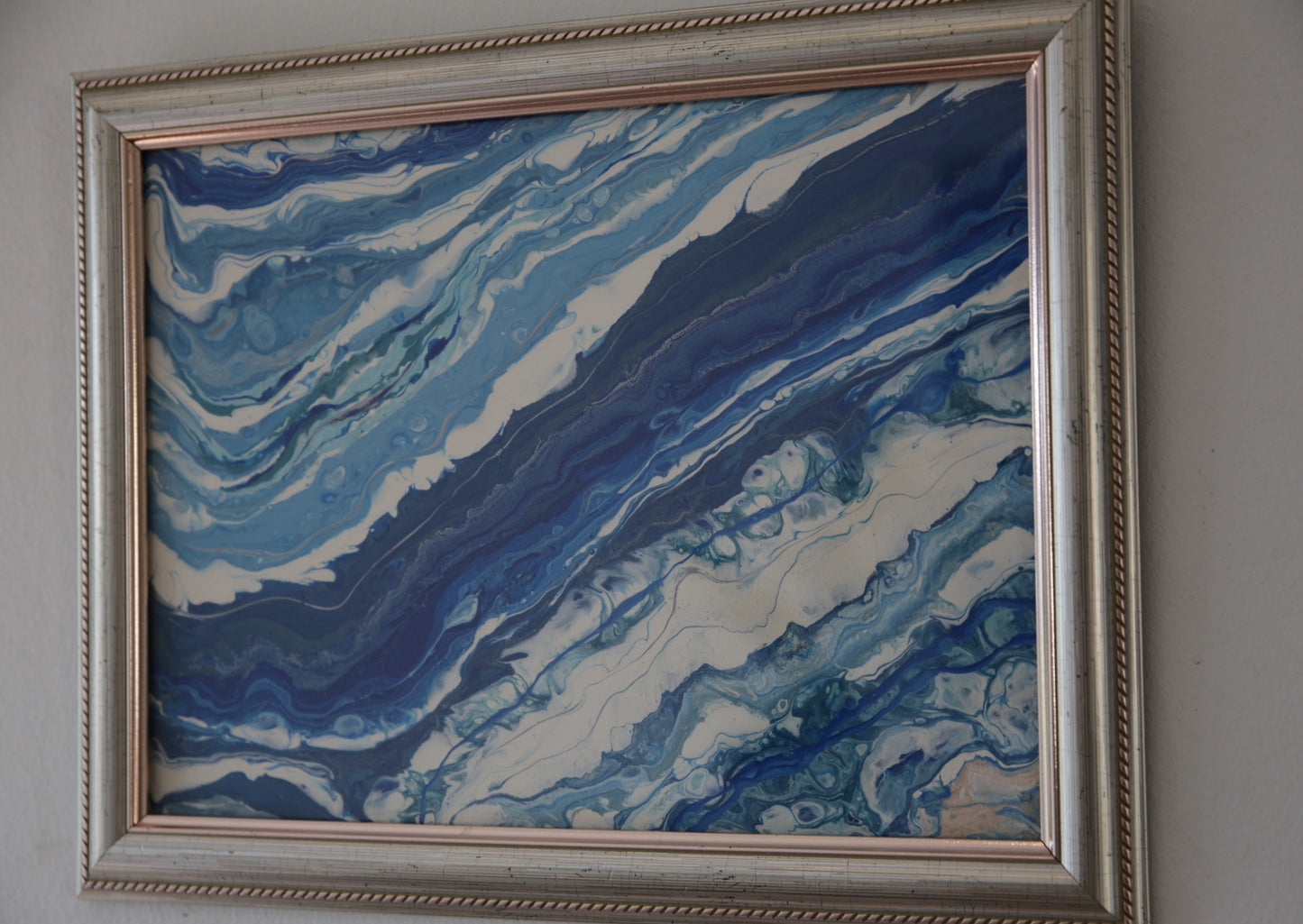 Hand Painted Agate Crystal in silver frame