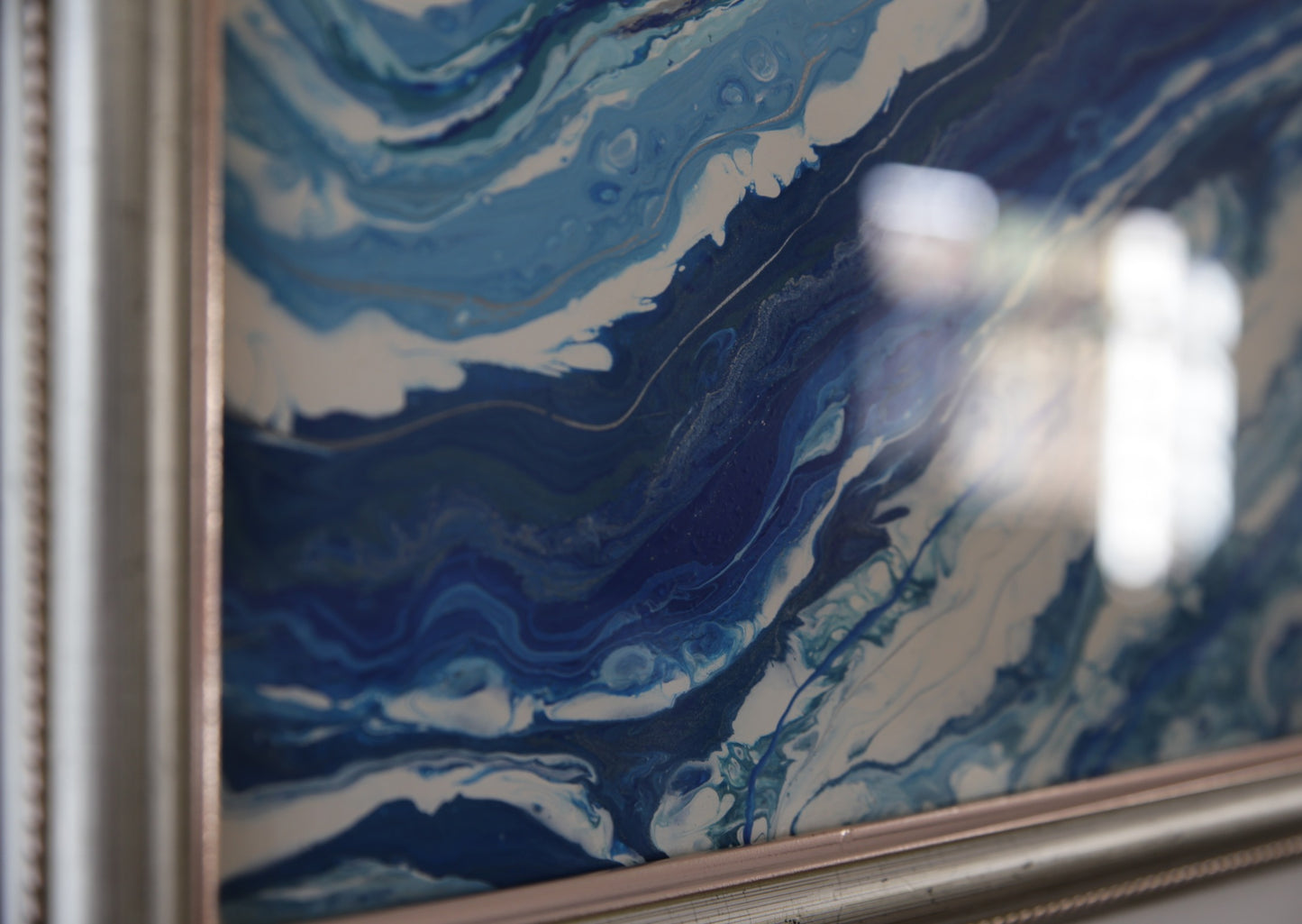 Hand Painted Agate Crystal in silver frame