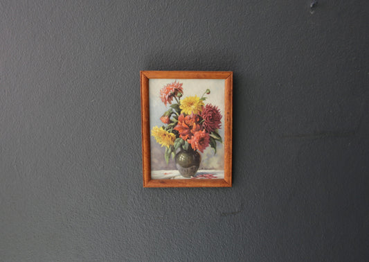 Mini Vintage Floral Print Wooden Picture Frame 
