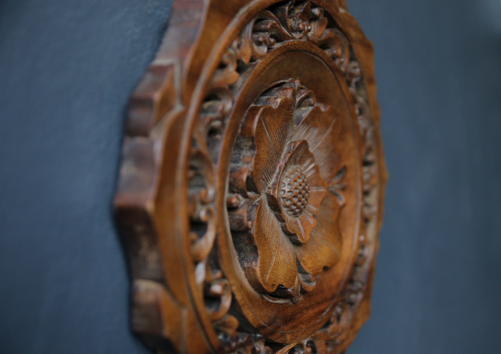 Flower Mandala Hand Carved Wooden Wall Sculpture