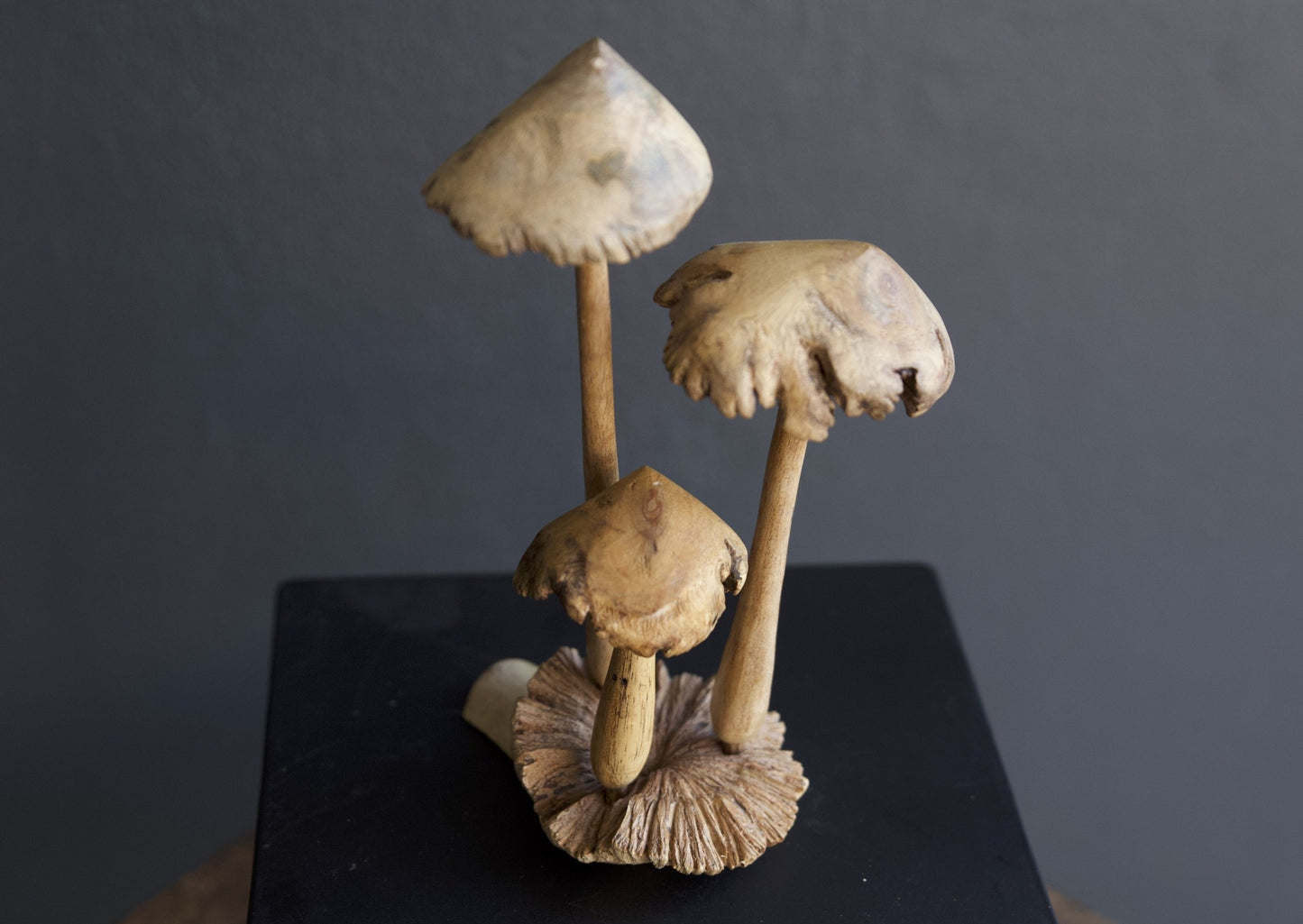 Carved Tall wooden Mushrooms Sculpture