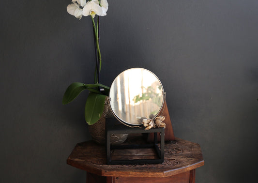 Vintage  Table Vanity Mirror with Metal Frame 