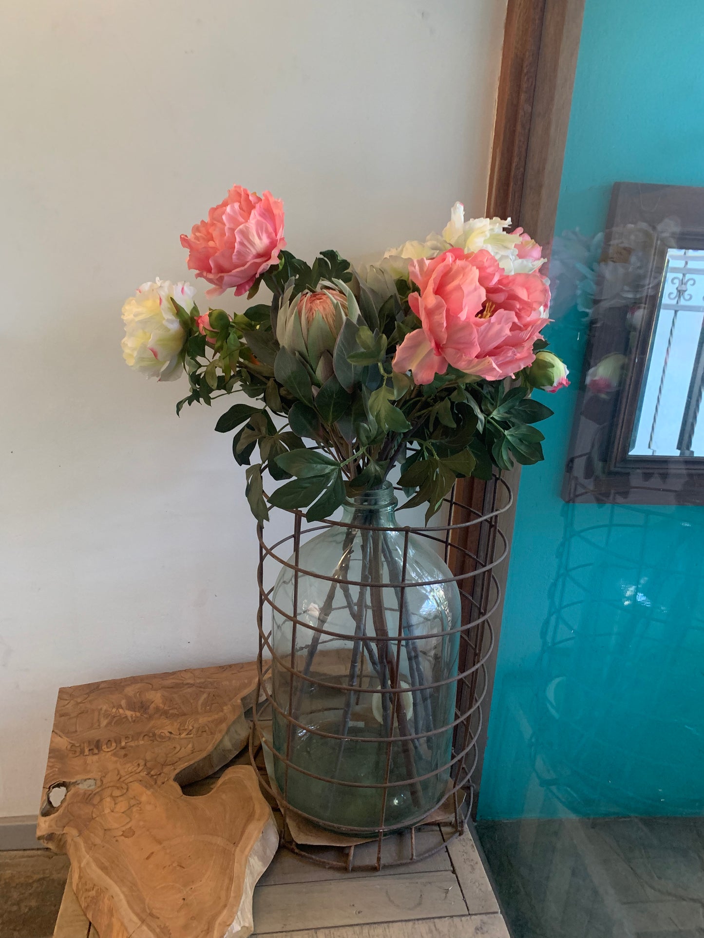 Giant Vintage Glass in Metal Cage