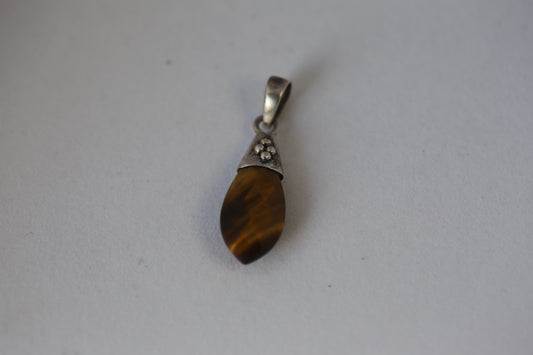 Tigers Eye Stone Pendant With Silver Detail