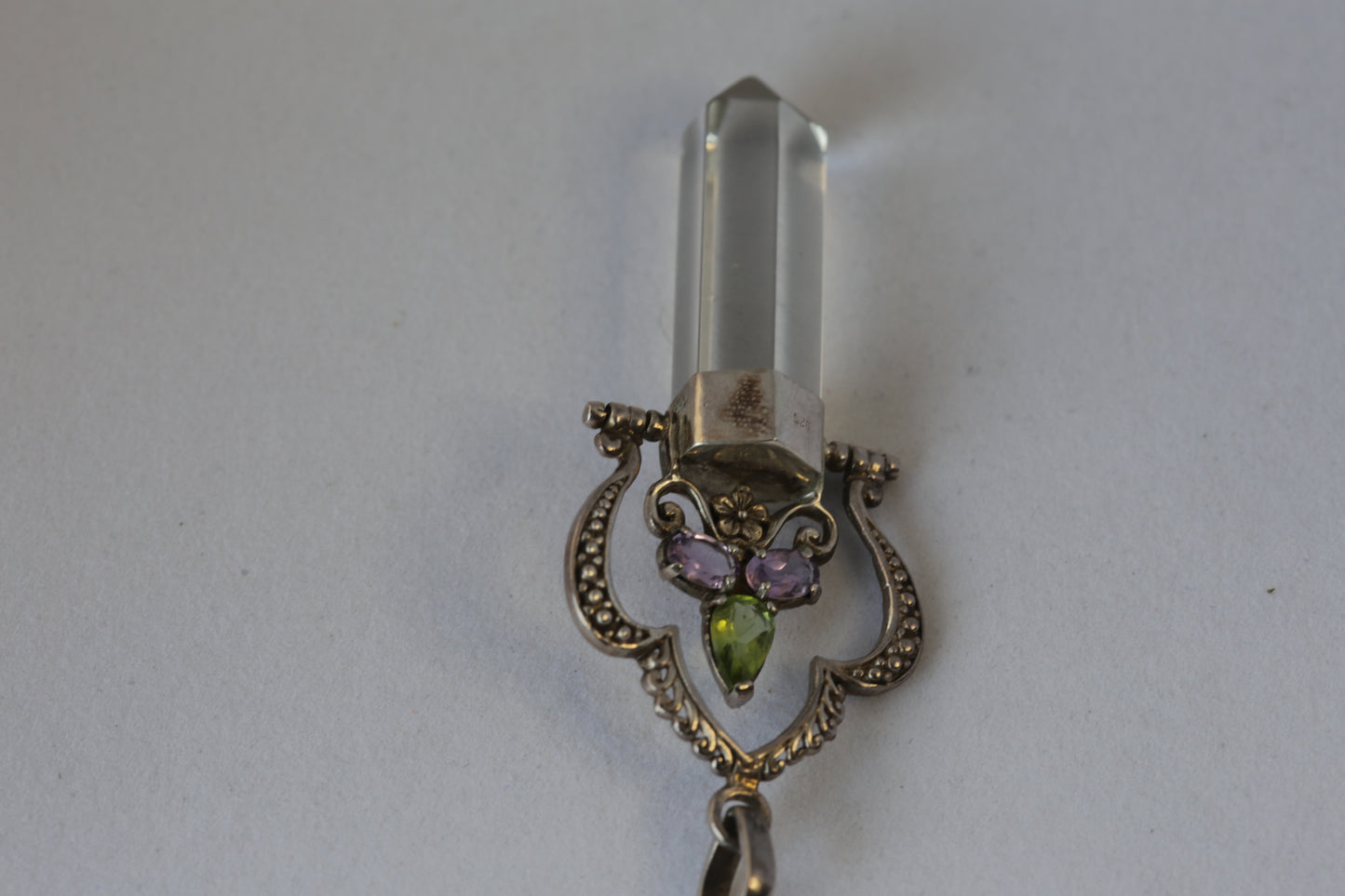 Crystal Wand with Amethyst and Tourmaline & 925 Silver Details