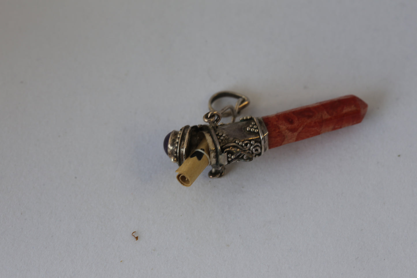 Opening Secret Space Red Crystal Wand with Amethyst &925 SilverDetails