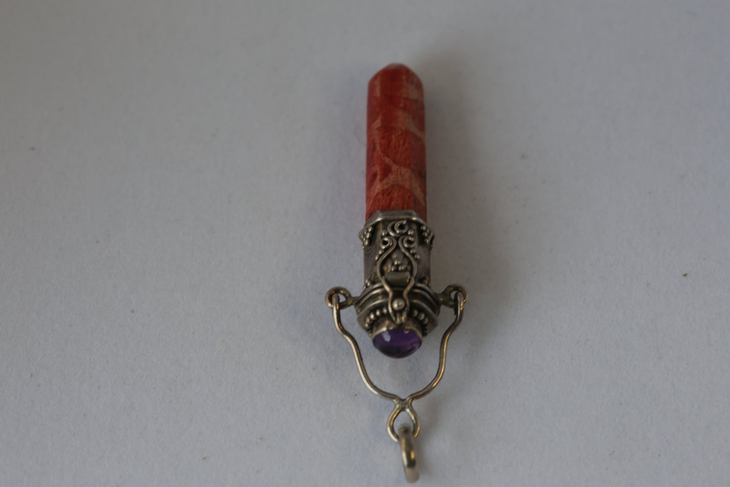 Opening Secret Space Red Crystal Wand with Amethyst &925 SilverDetails
