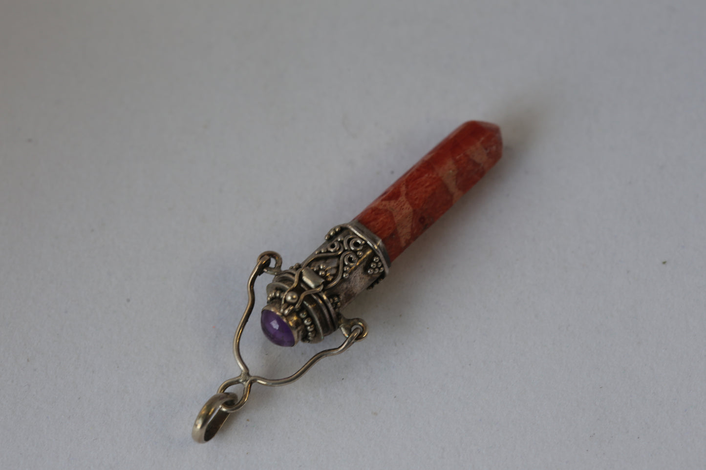 Opening Secret Space Red Crystal Wand with Amethyst &925 SilverDetails