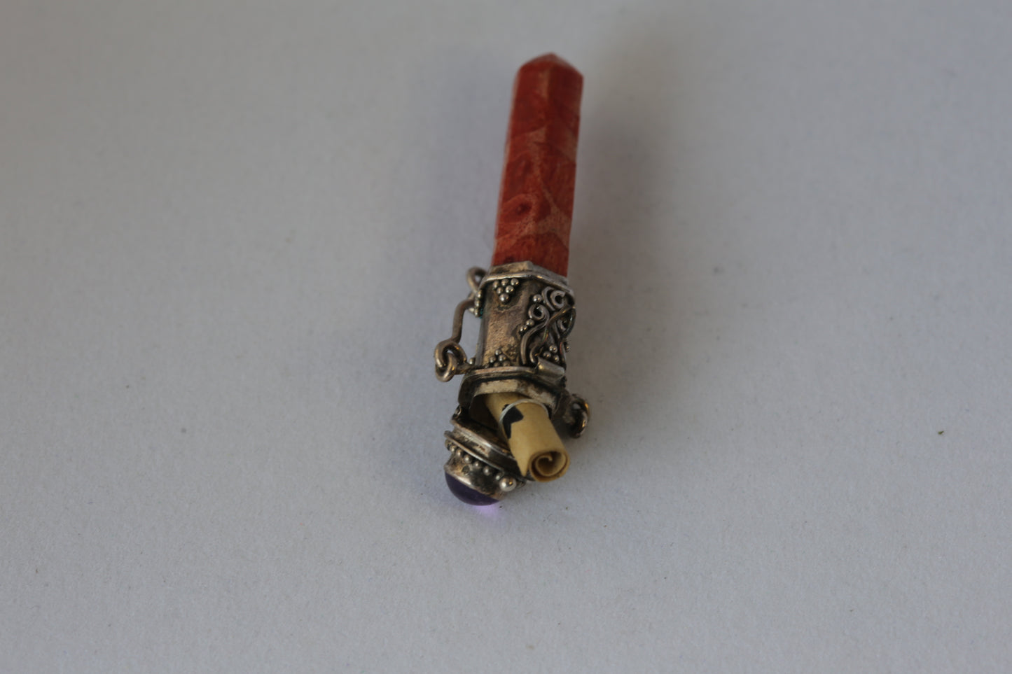 Opening Secret Space Red Crystal Wand with Amethyst &925 SilverDetails
