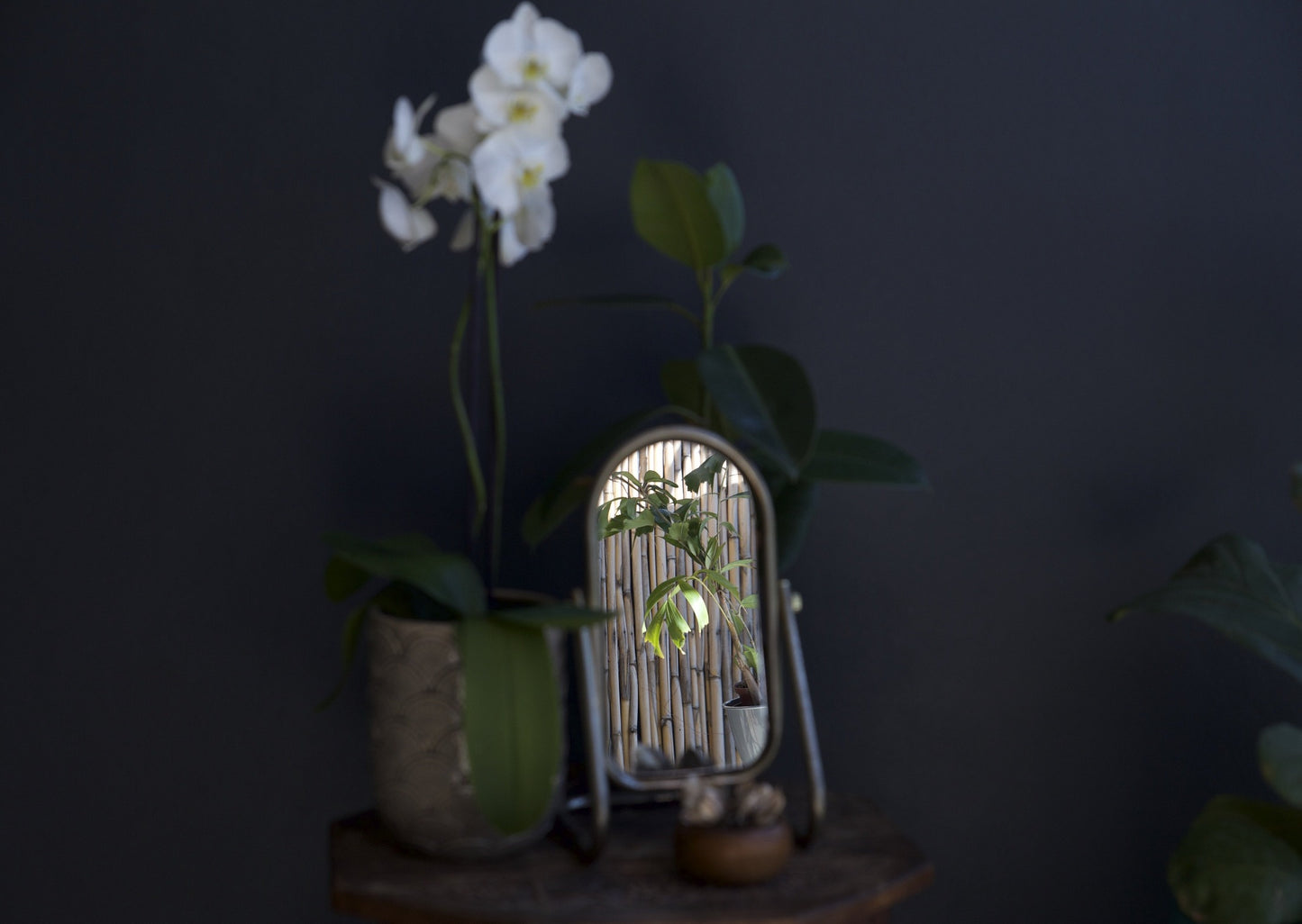 Vintage Standing Vanity / Table Mirror - Stainless Steel Metal