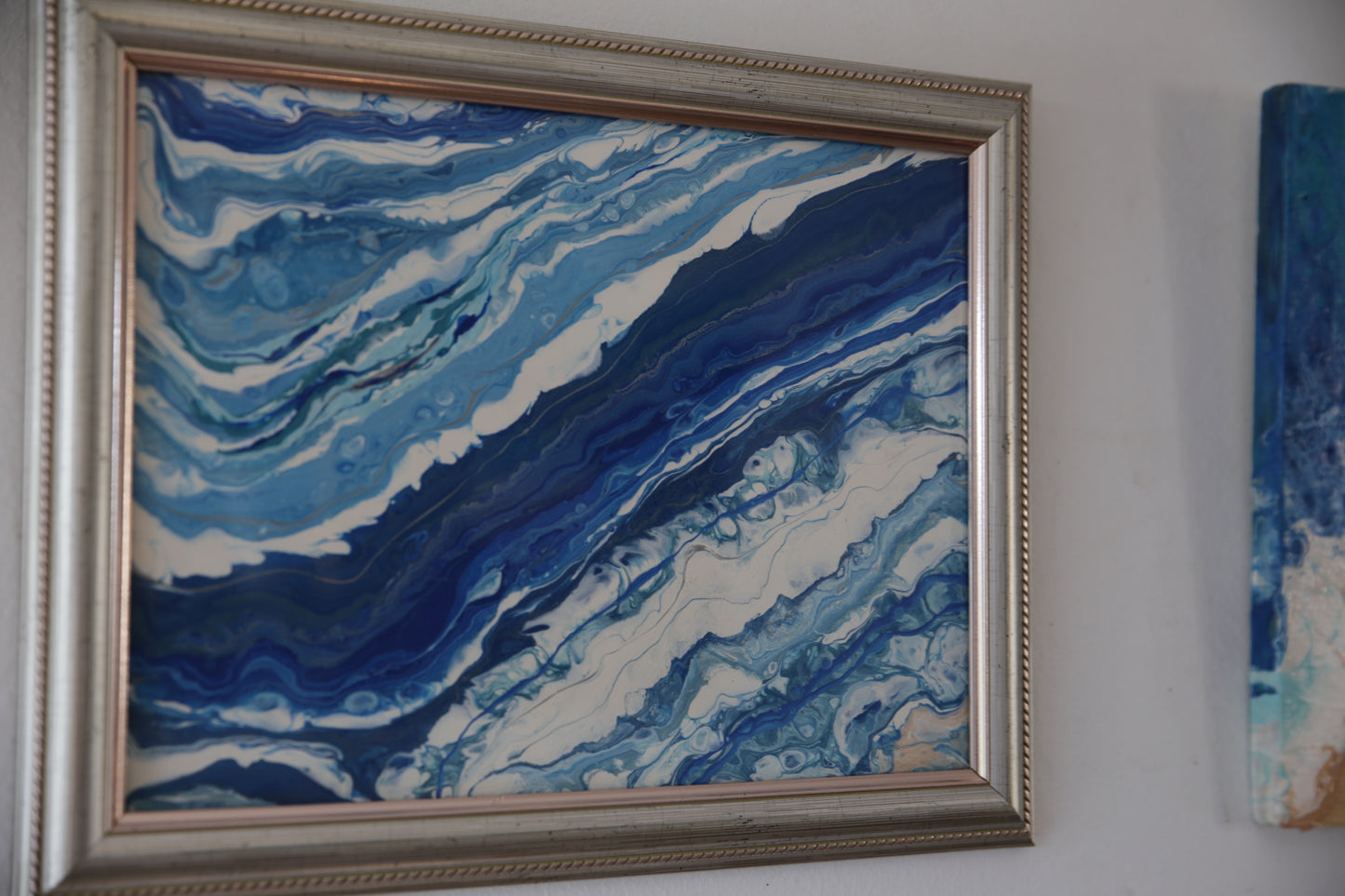 Hand Painted Agate Crystal in silver frame
