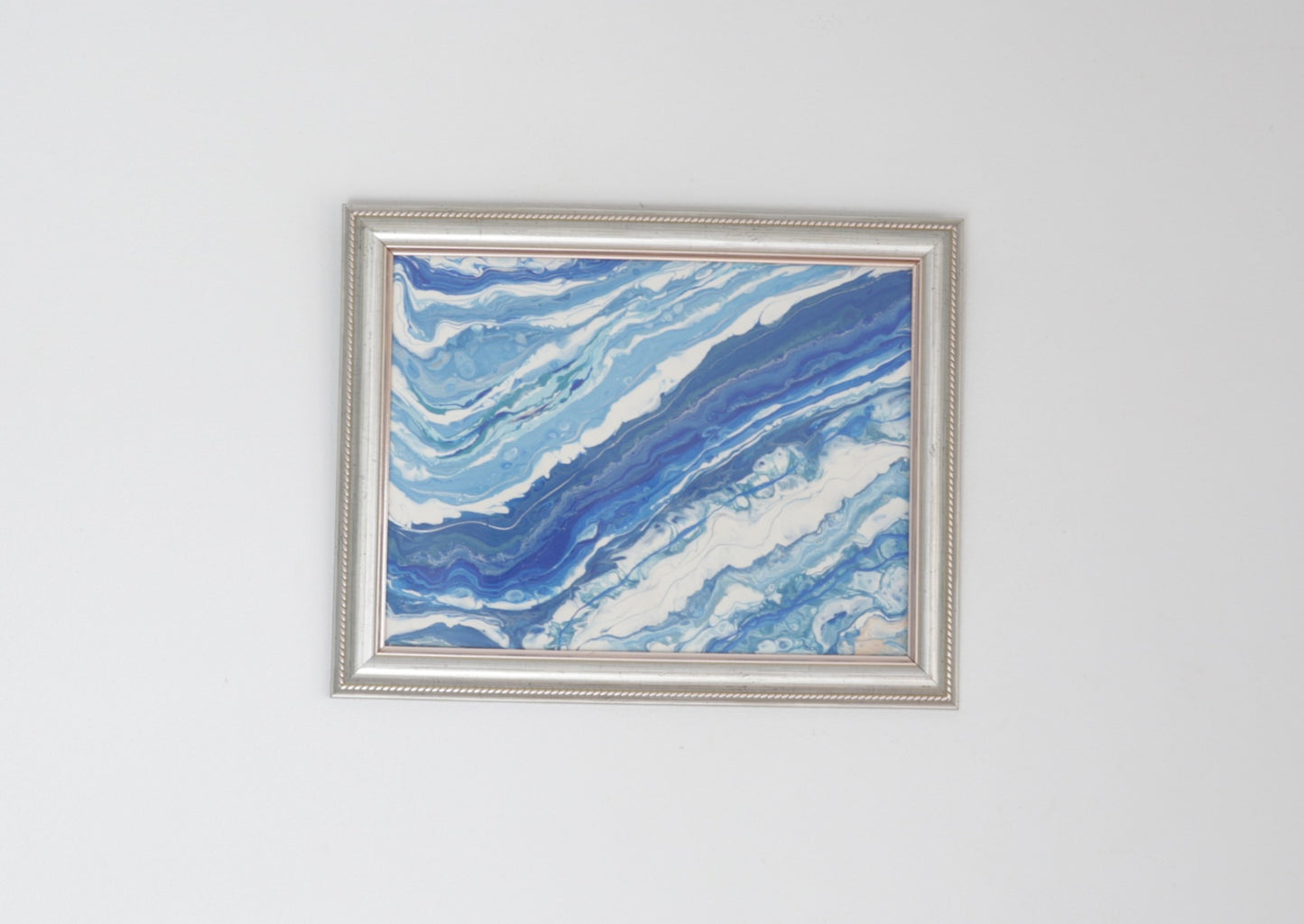 Hand Painted Agate Crystal in silver frame