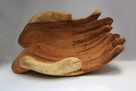 Praying Hands Shaped Wooden Bowl