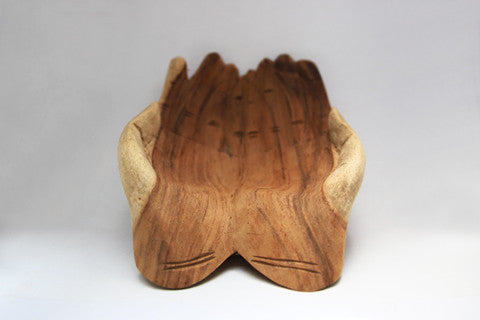 Praying Hands Shaped Wooden Bowl