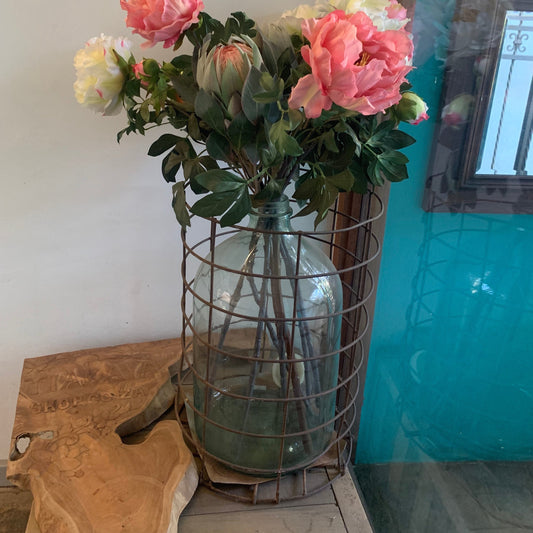 Giant Vintage Glass in Metal Cage