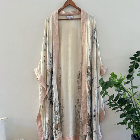 Linen Edged EcoPrint Kimono