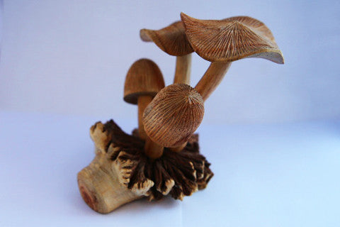 Carved Wooden Mushrooms